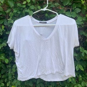 Brandy Melville white v-neck crop top
